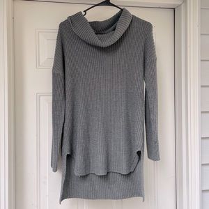 Pink Rose Cowl Neck Long Slit Sweater